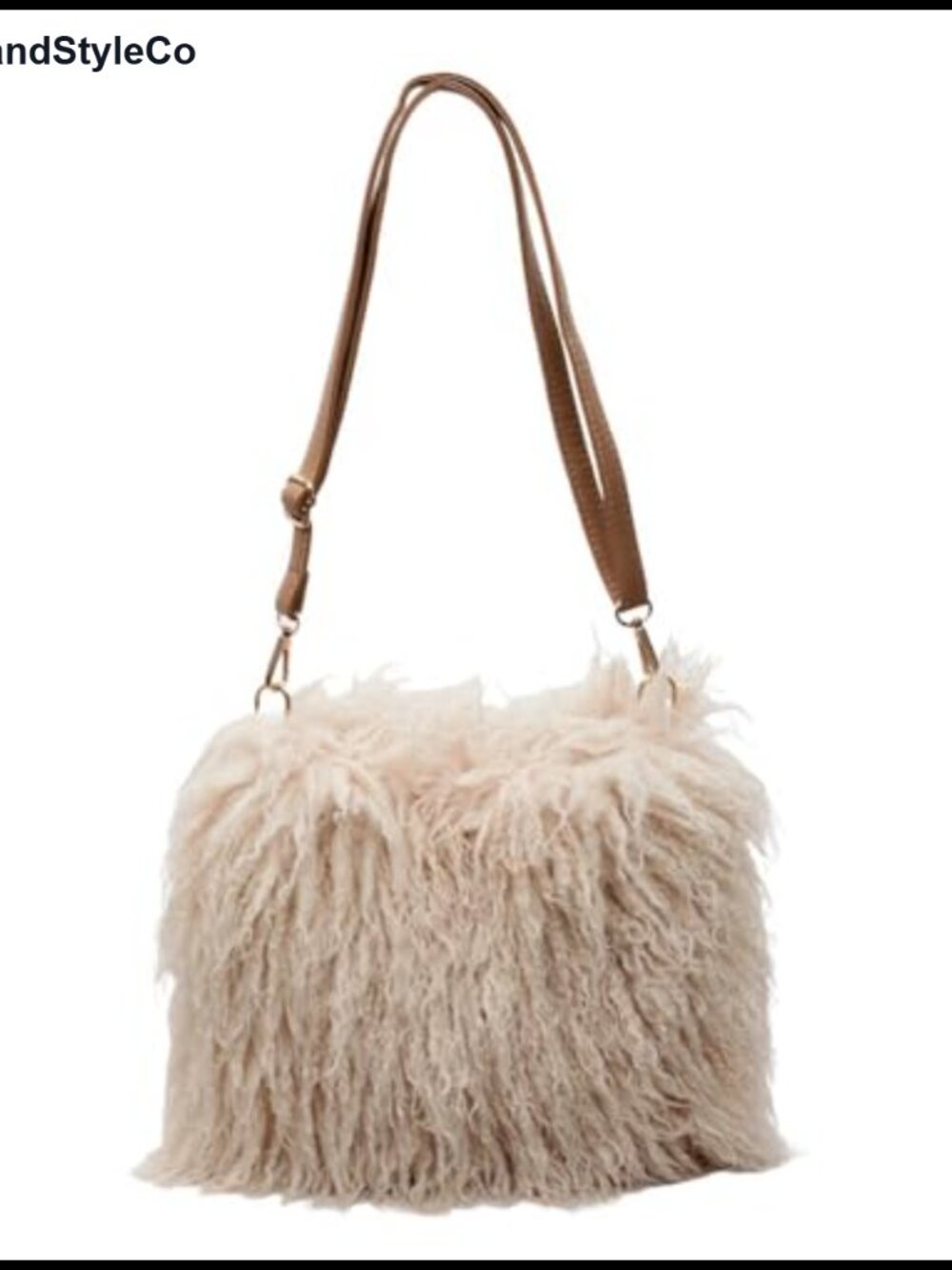 Faux Mongolian Fur Crossbody Shoulder Bag Fluffy Lightweight Satchel